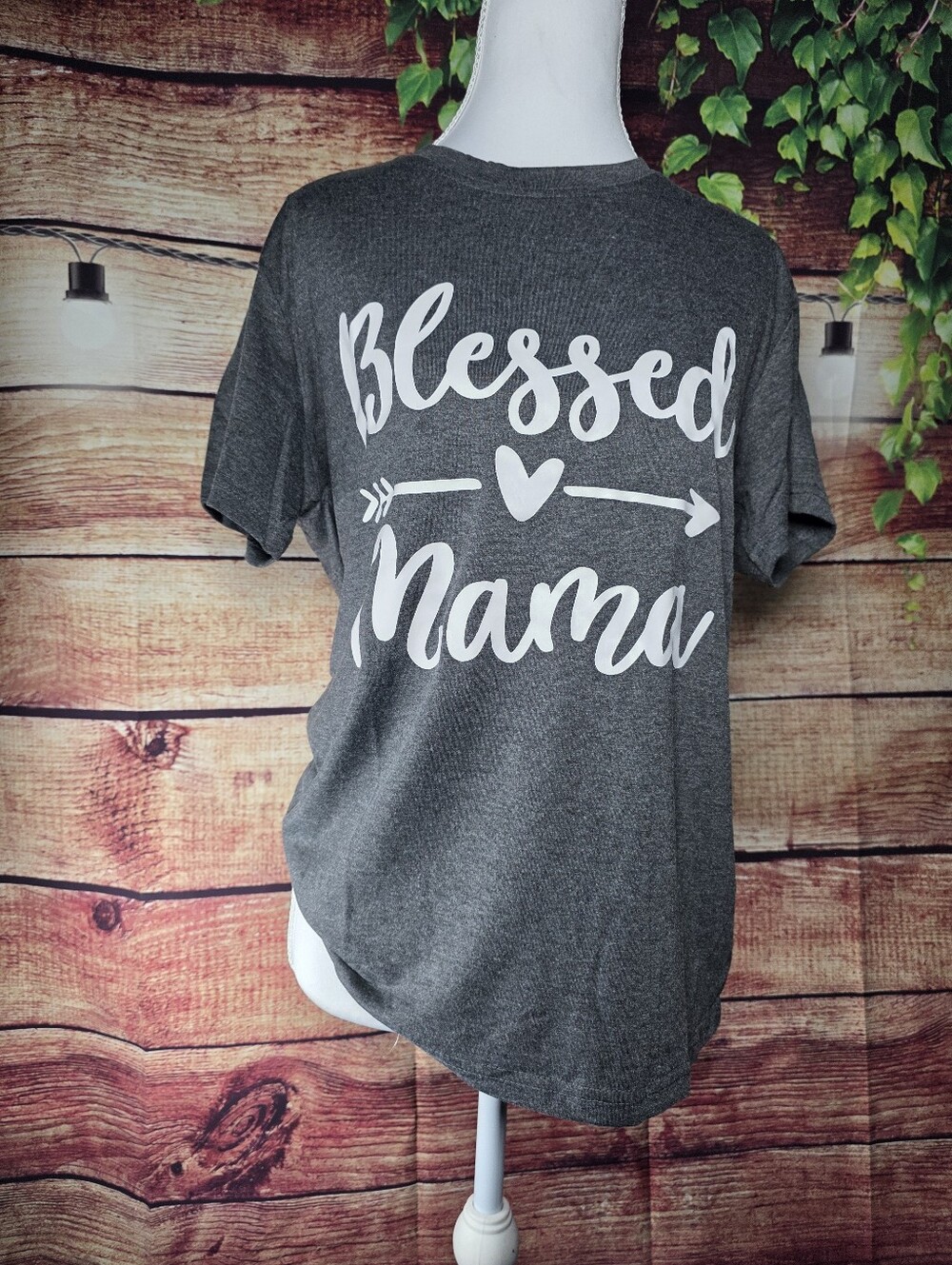 NWOT Blessed Mama Short Sleeve Charcoal Gray Tee
